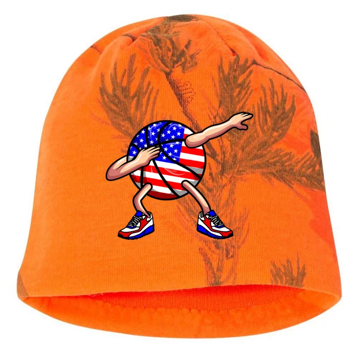 4th Of July Basketball Dabbing Ball Player Usa American Flag Cool Gift Kati - Camo Knit Beanie