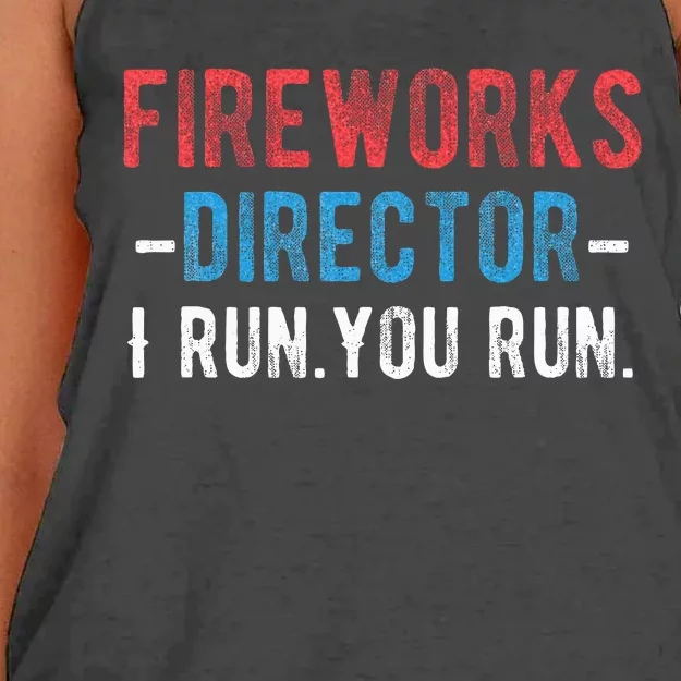 4th Of July Fireworks Director I Run You Run Women's Knotted Racerback Tank