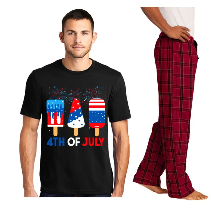 4th Of July Ice Creams Funny Patriotic American Flag America Great Gift Pajama Set