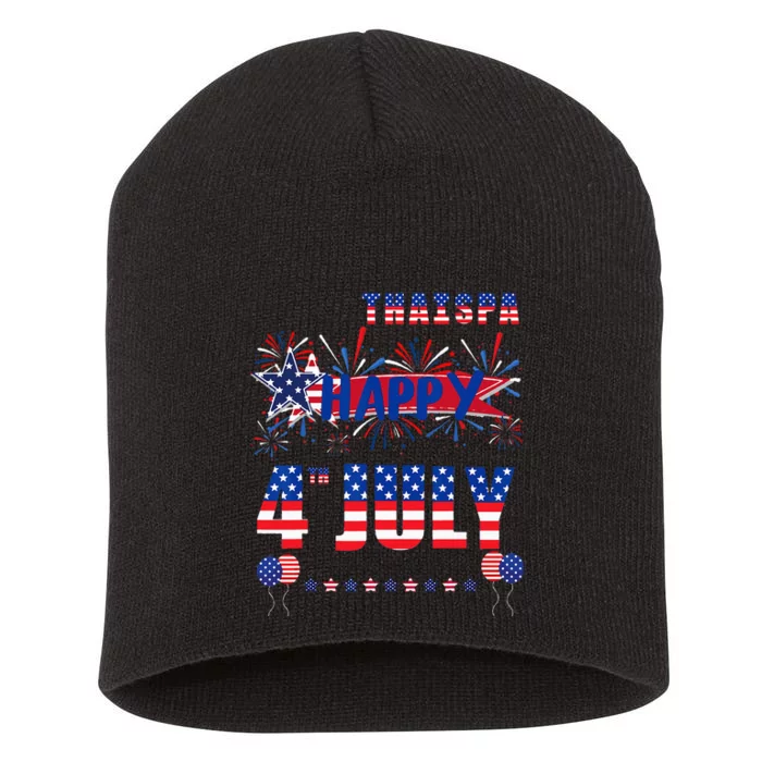 4 Of July Celebration Thai Spa Short Acrylic Beanie