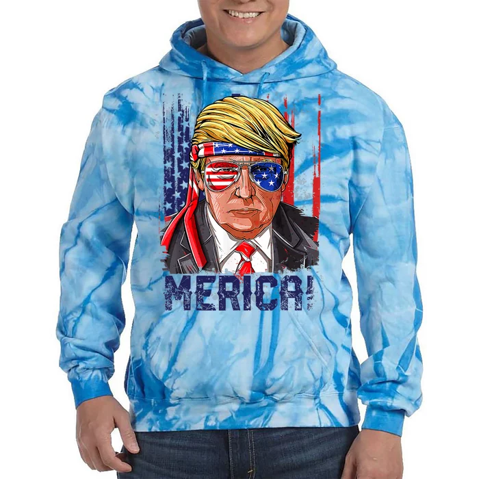 4th Of July Merica Trump Shirt USA American Flag Vintage Tie Dye Hoodie