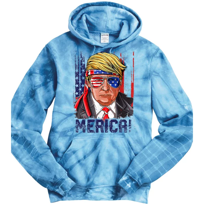 4th Of July Merica Trump Shirt USA American Flag Vintage Tie Dye Hoodie