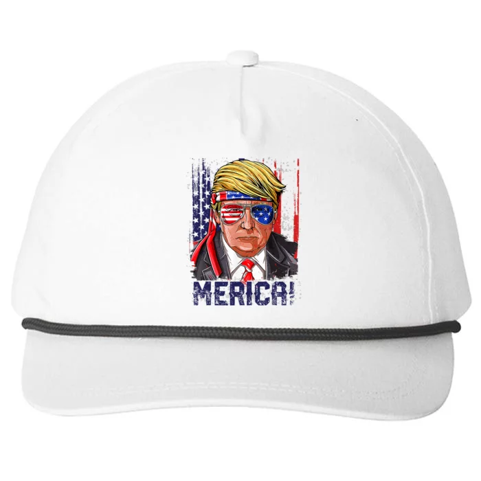 4th Of July Merica Trump Shirt USA American Flag Vintage Snapback Five-Panel Rope Hat