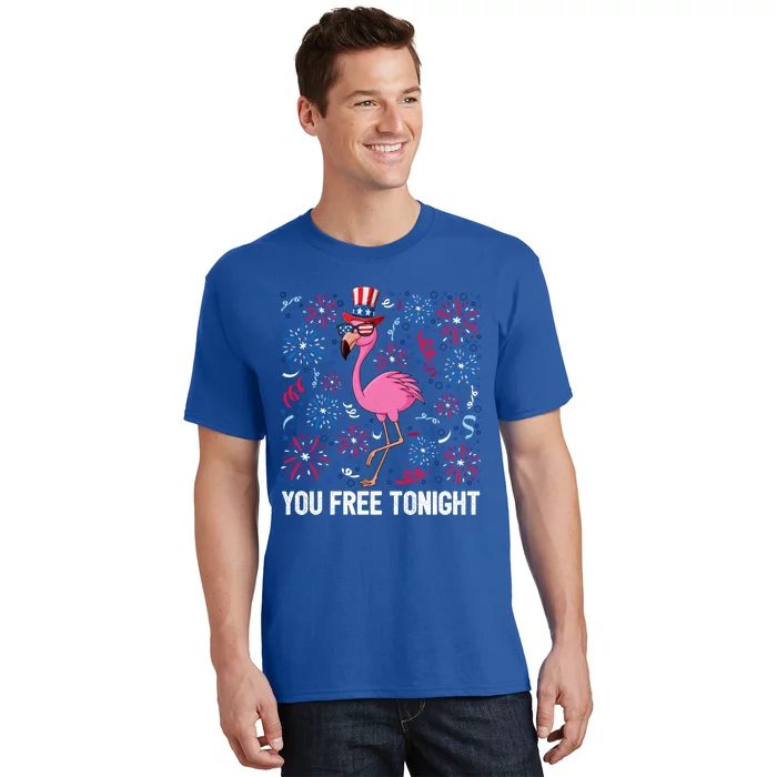 4th Of July You Free Tonight Flamingo Bird Usa Flag Freedom Cute Gift T-Shirt