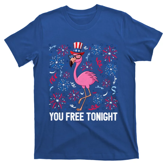 4th Of July You Free Tonight Flamingo Bird Usa Flag Freedom Cute Gift T-Shirt