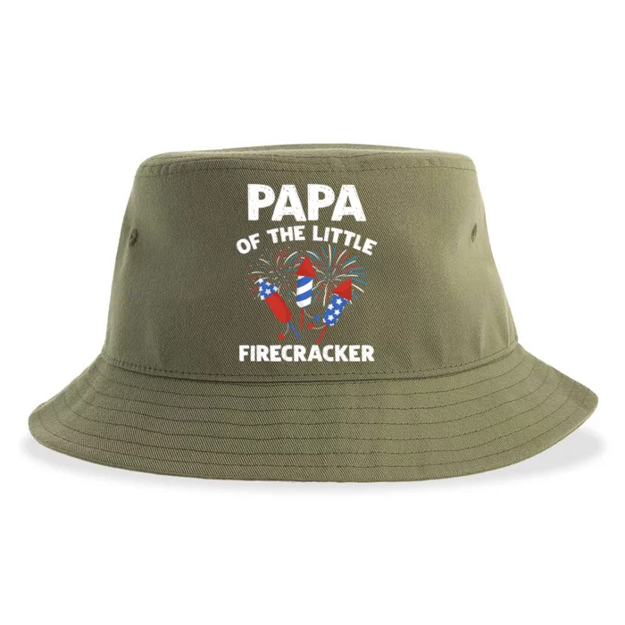 4th Of July Birthday Papa Of The Little Firecracker Funny Gift Sustainable Bucket Hat