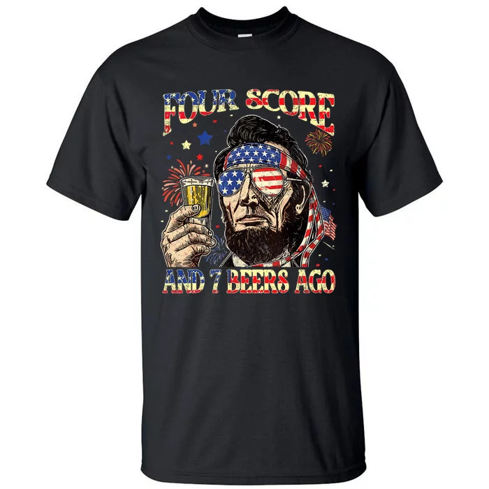 4th Of July Drinking Beer Patriot Four Score And 7 Beers Ago Tall T-Shirt