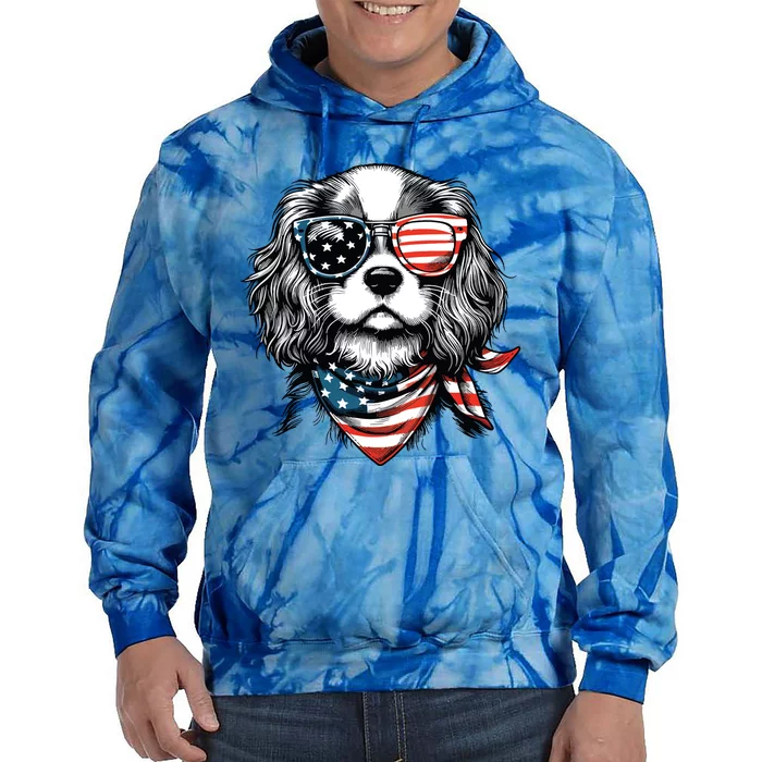 4th Of July With Cavalier King Charles Spaniel Dog Tie Dye Hoodie