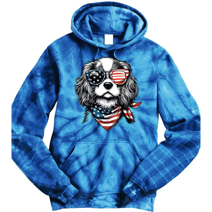 4th Of July With Cavalier King Charles Spaniel Dog Tie Dye Hoodie