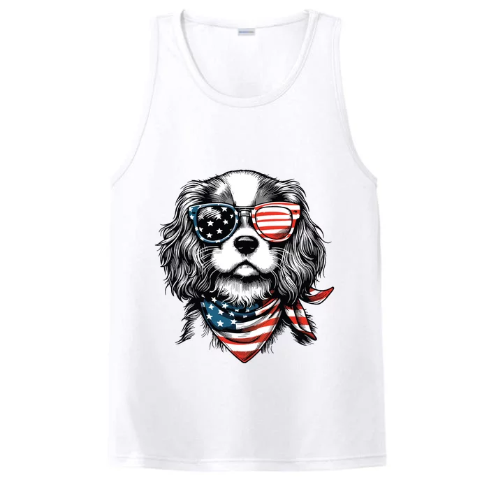 4th Of July With Cavalier King Charles Spaniel Dog Performance Tank