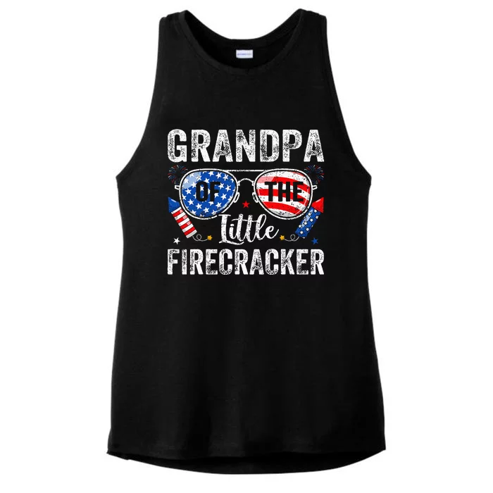 4th Of July Birthday Grandpa Of The Little Firecracker Ladies Tri-Blend Wicking Tank