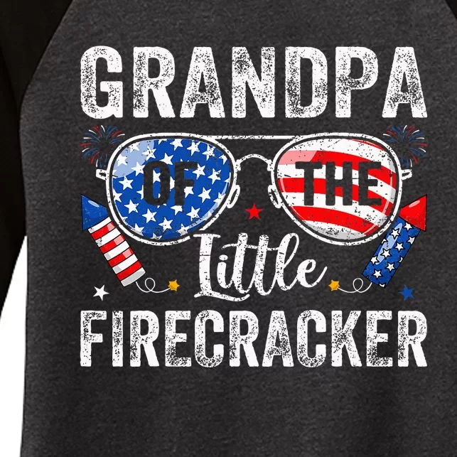 4th Of July Birthday Grandpa Of The Little Firecracker Women's Tri-Blend 3/4-Sleeve Raglan Shirt