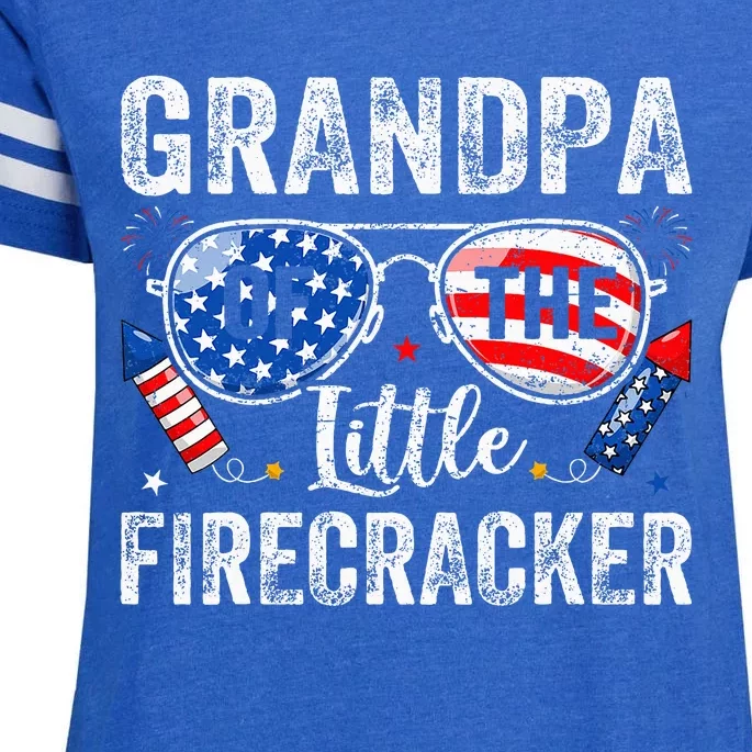 4th Of July Birthday Grandpa Of The Little Firecracker Enza Ladies Jersey Football T-Shirt