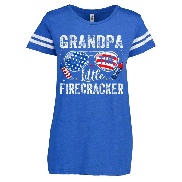 4th Of July Birthday Grandpa Of The Little Firecracker Enza Ladies Jersey Football T-Shirt