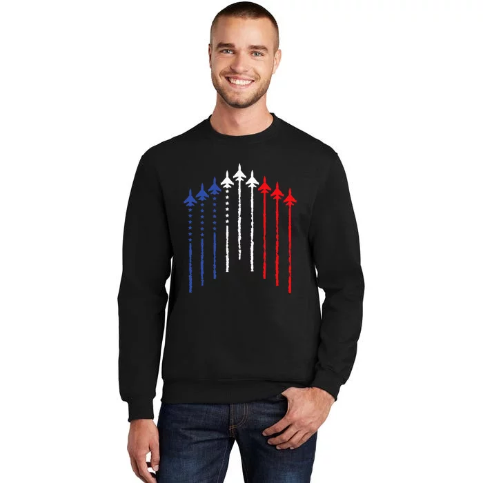 4th Of July Fighter Jet Airplane Red White Blue In The Sky Sweatshirt