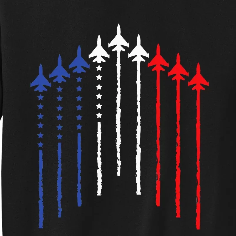 4th Of July Fighter Jet Airplane Red White Blue In The Sky Sweatshirt