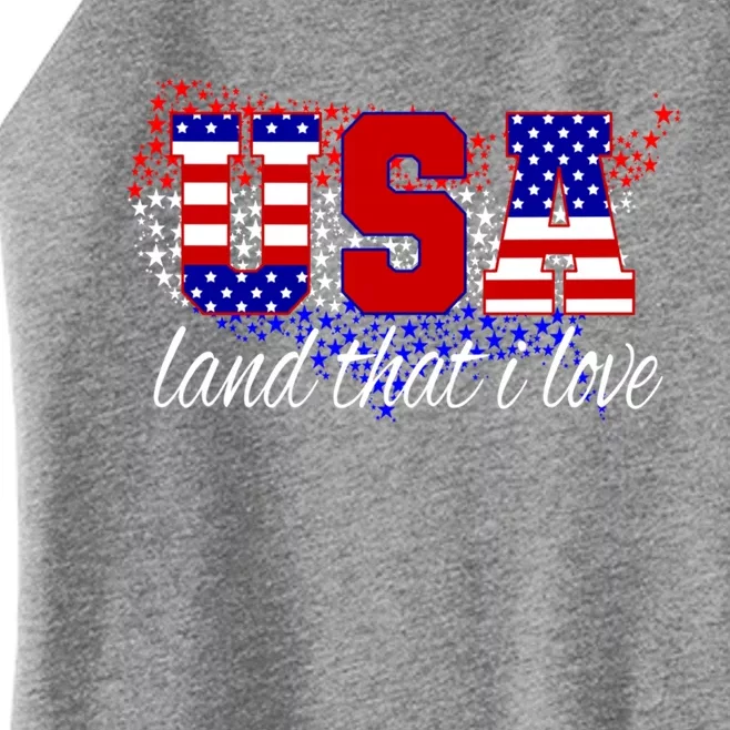 4th Of July Fun American Flag Usa Land That I Love Gift Meaningful Gift Women’s Perfect Tri Rocker Tank