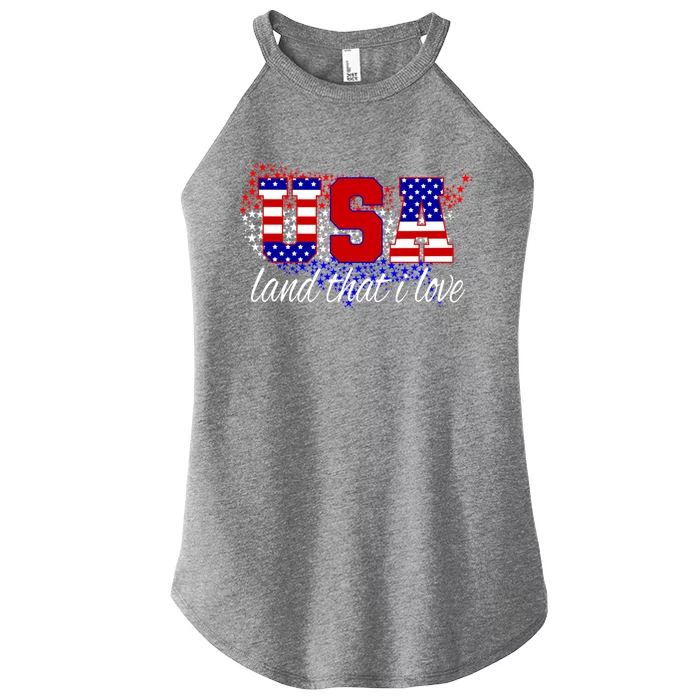 4th Of July Fun American Flag Usa Land That I Love Gift Meaningful Gift Women’s Perfect Tri Rocker Tank