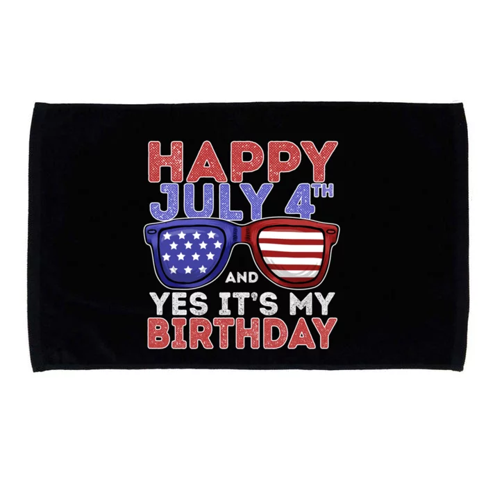 4th Of July Birthday Sunglasses Born On The Fourth Of July Gift Microfiber Hand Towel