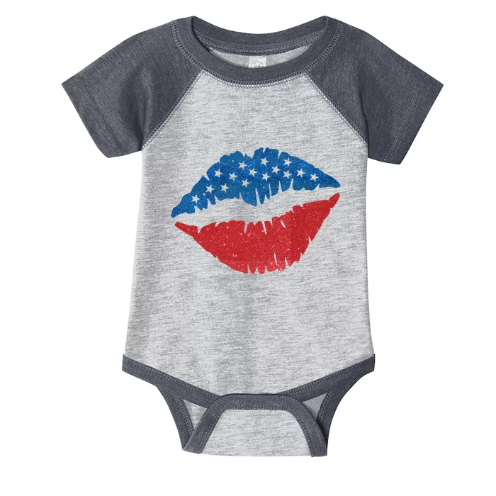 4th Of July Lips Holiday Infant Baby Jersey Bodysuit