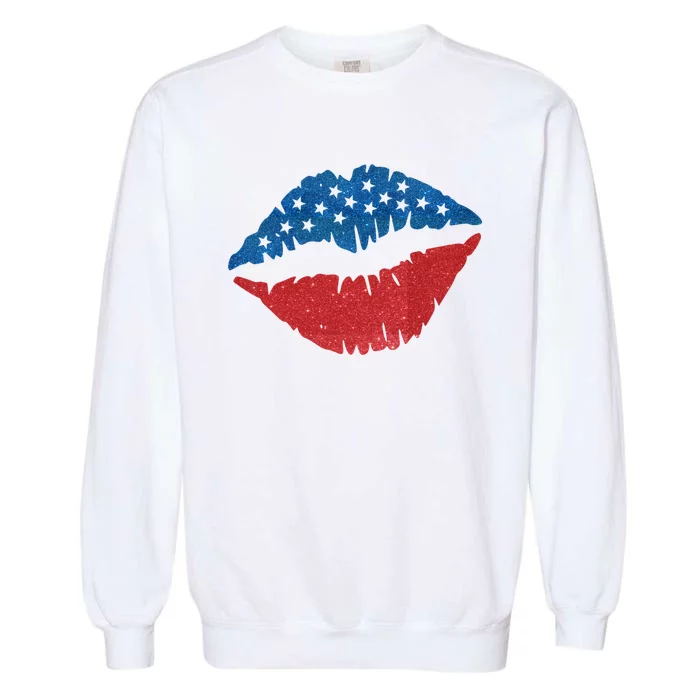 4th Of July Lips Holiday Garment-Dyed Sweatshirt