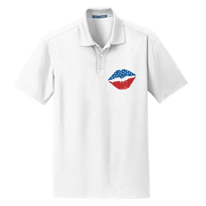 4th Of July Lips Holiday Dry Zone Grid Performance Polo