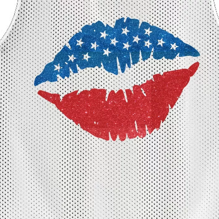 4th Of July Lips Holiday Mesh Reversible Basketball Jersey Tank