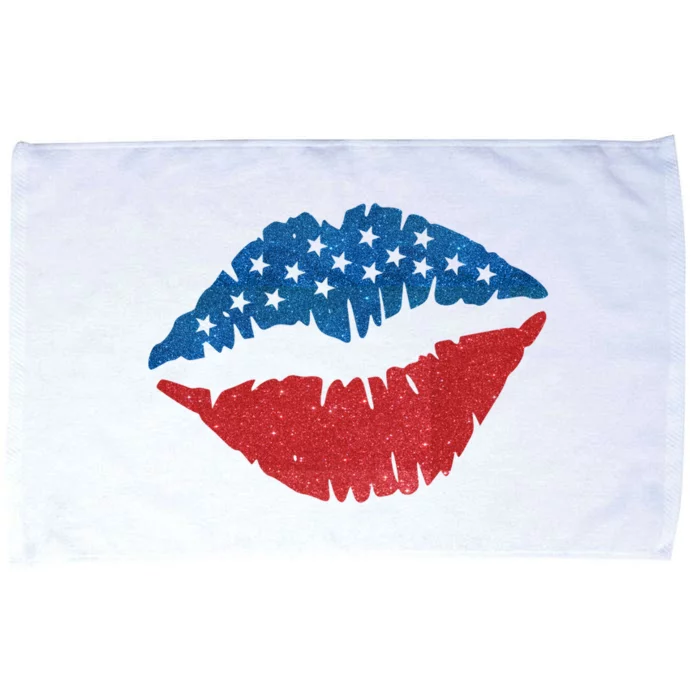 4th Of July Lips Holiday Microfiber Hand Towel