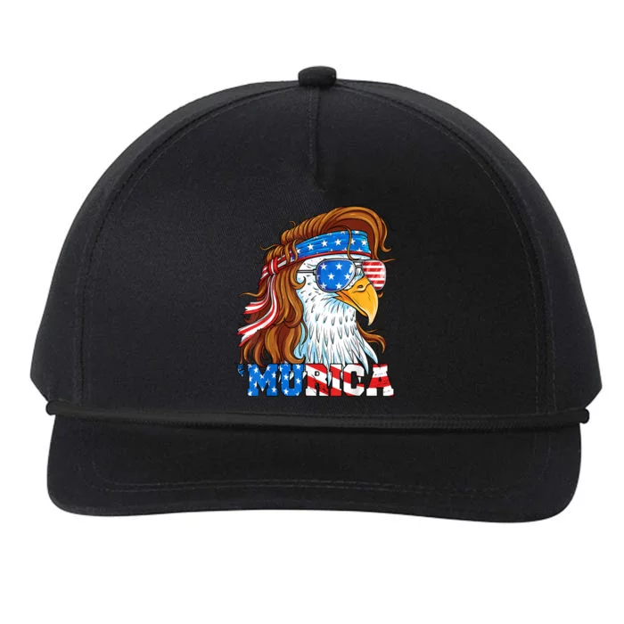 4th Of July Bald Eagle Mullet Murica Usa Usa Merica Snapback Five-Panel Rope Hat