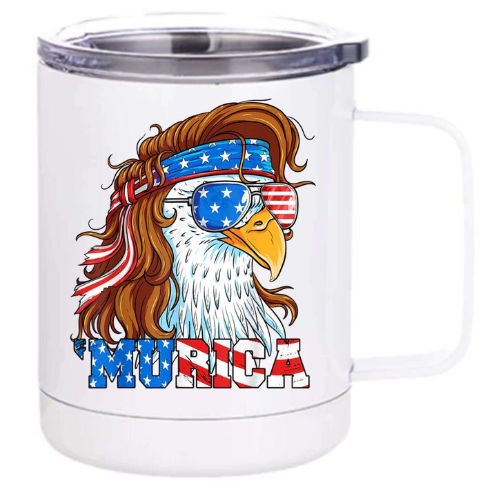 4th Of July Bald Eagle Mullet Murica Usa Usa Merica Front & Back 12oz Stainless Steel Tumbler Cup