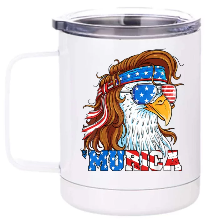 4th Of July Bald Eagle Mullet Murica Usa Usa Merica Front & Back 12oz Stainless Steel Tumbler Cup