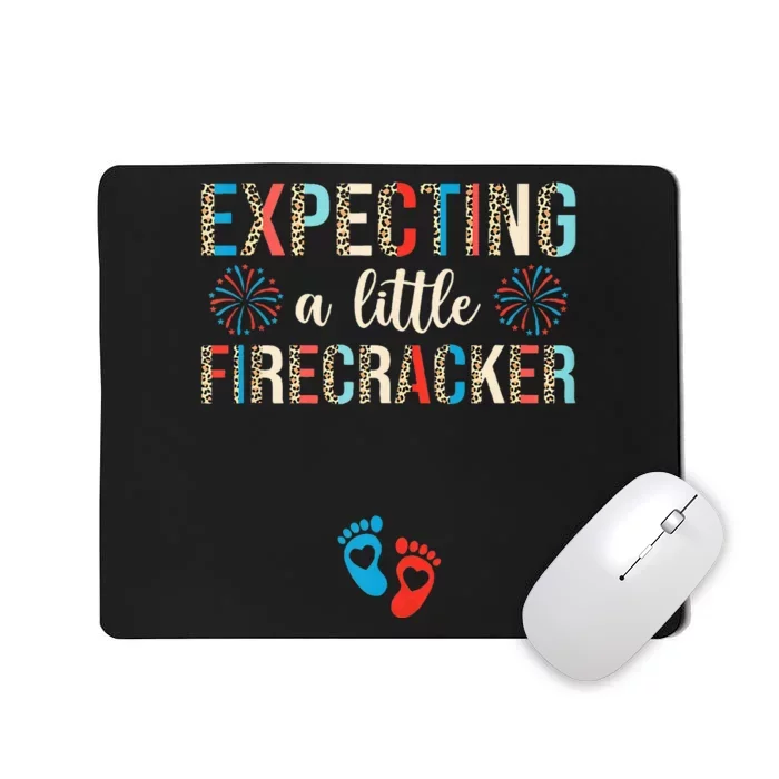 4th of July Pregnancy Expecting A Little Firecracker Leopard Mousepad