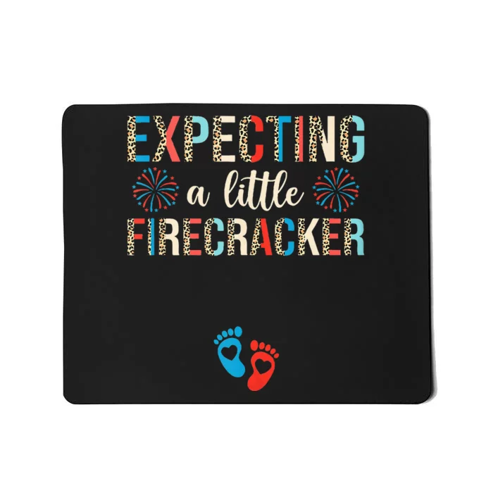 4th of July Pregnancy Expecting A Little Firecracker Leopard Mousepad