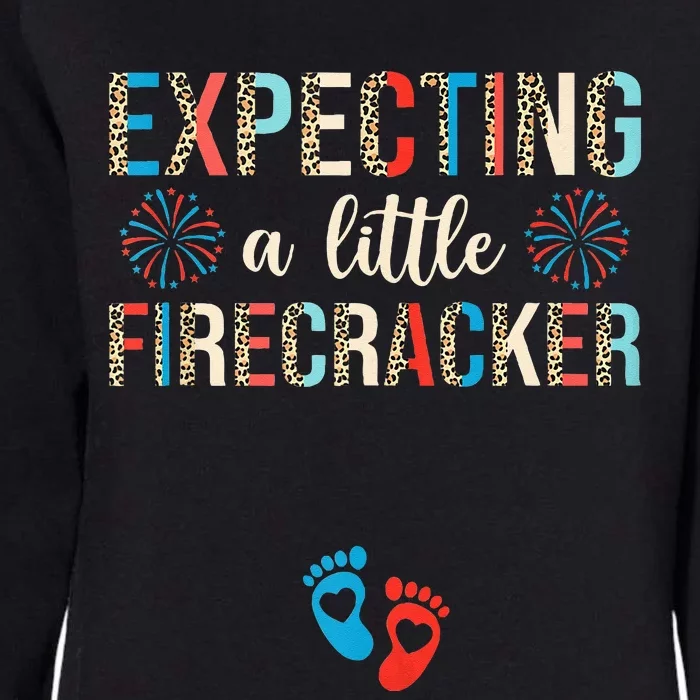 4th of July Pregnancy Expecting A Little Firecracker Leopard Womens California Wash Sweatshirt