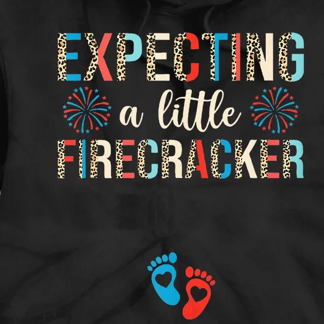 4th of July Pregnancy Expecting A Little Firecracker Leopard Tie Dye Hoodie