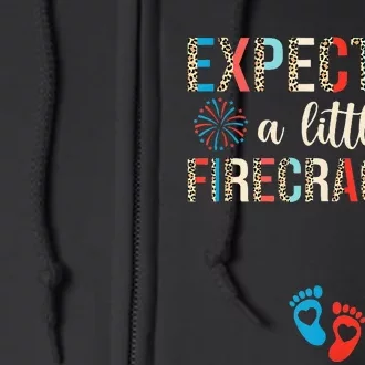 4th of July Pregnancy Expecting A Little Firecracker Leopard Full Zip Hoodie