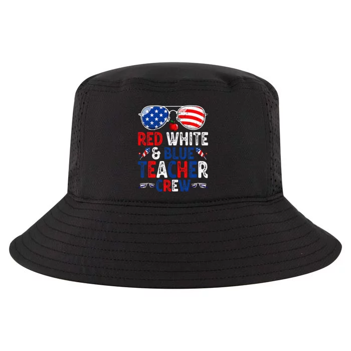 4th Of July Red White & Blue Teacher Crew American Flag Cool Comfort Performance Bucket Hat