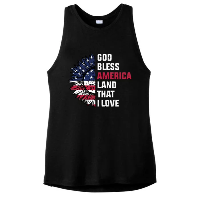 4th Of July God Bless America Land That I Love Usa Flag Gift Ladies Tri-Blend Wicking Tank