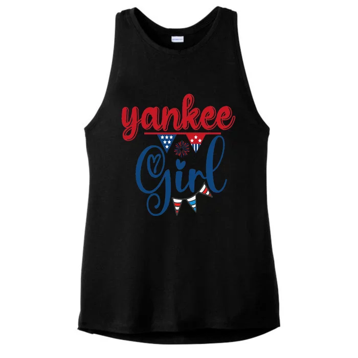 4th Of July Yankee American Flag Fourth Of July Ladies Tri-Blend Wicking Tank