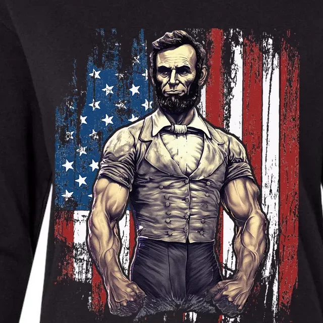 4th of July Patriotic Funny Abraham Lincoln Graphic July 4th Womens Cotton Relaxed Long Sleeve T-Shirt