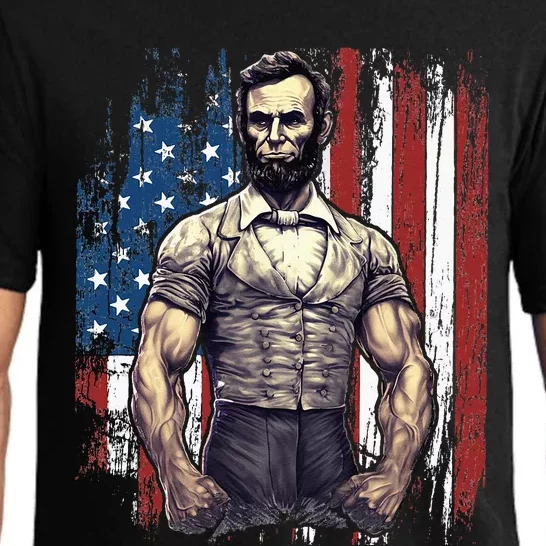 4th of July Patriotic Funny Abraham Lincoln Graphic July 4th Pajama Set