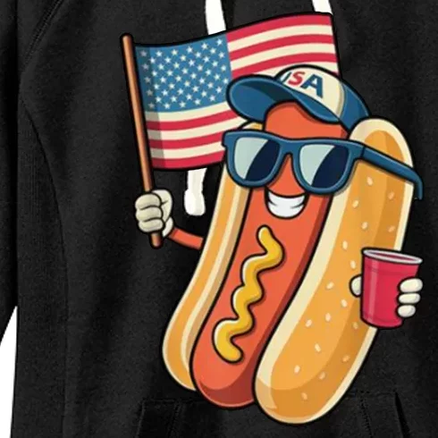 4th Of July Hotdog Funny Patriotic Usa Women's Fleece Hoodie