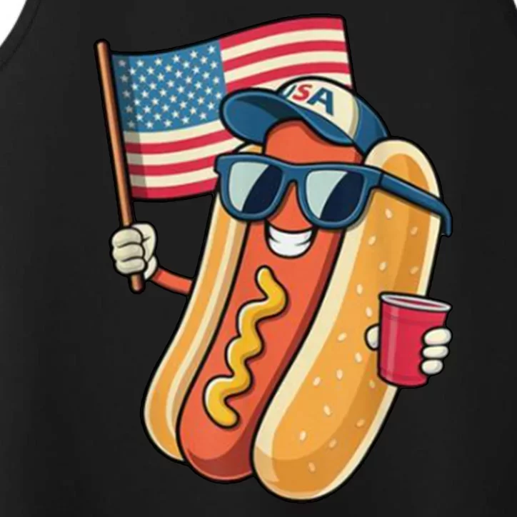 4th Of July Hotdog Funny Patriotic Usa Performance Tank