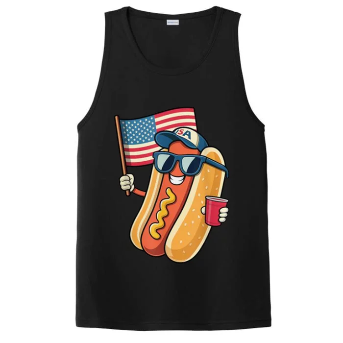 4th Of July Hotdog Funny Patriotic Usa Performance Tank