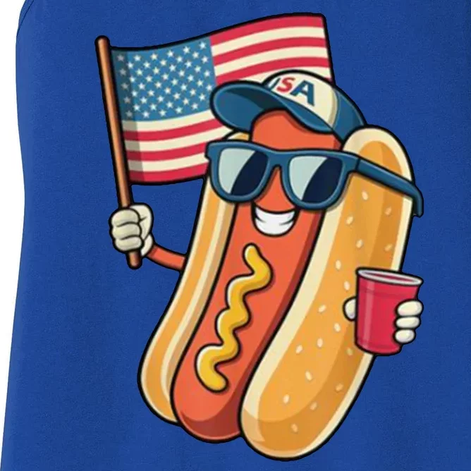 4th Of July Hotdog Funny Patriotic Usa Women's Racerback Tank