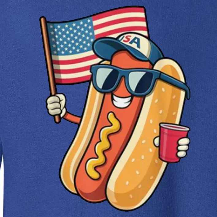 4th Of July Hotdog Funny Patriotic Usa Toddler Sweatshirt