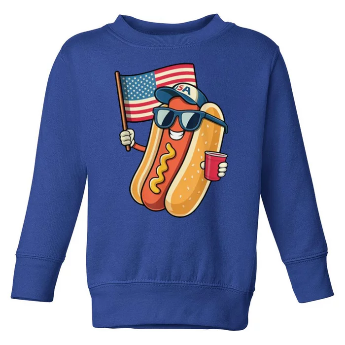 4th Of July Hotdog Funny Patriotic Usa Toddler Sweatshirt