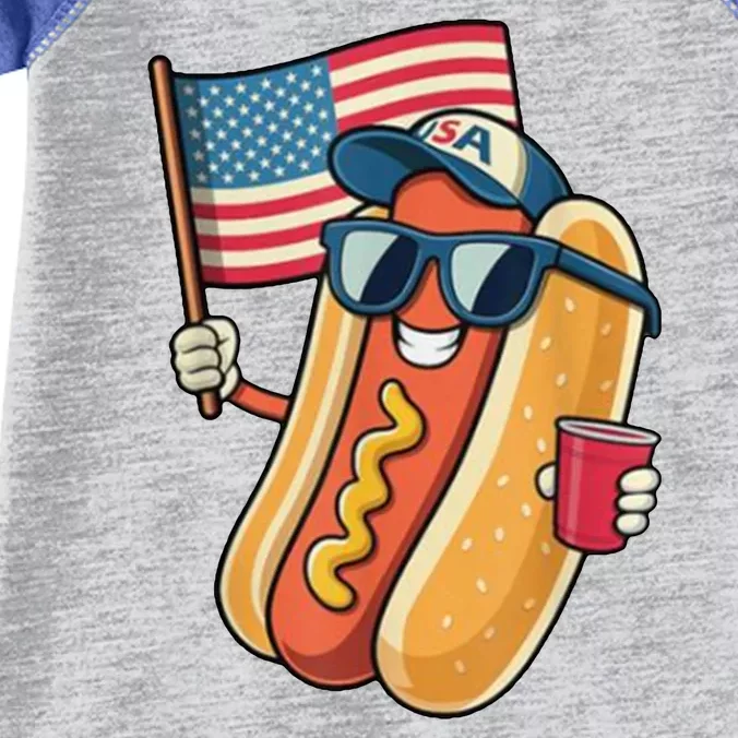 4th Of July Hotdog Funny Patriotic Usa Infant Baby Jersey Bodysuit