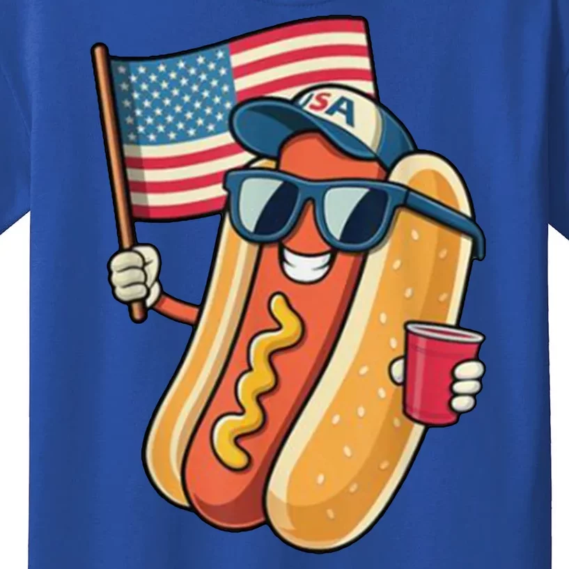 4th Of July Hotdog Funny Patriotic Usa Kids T-Shirt