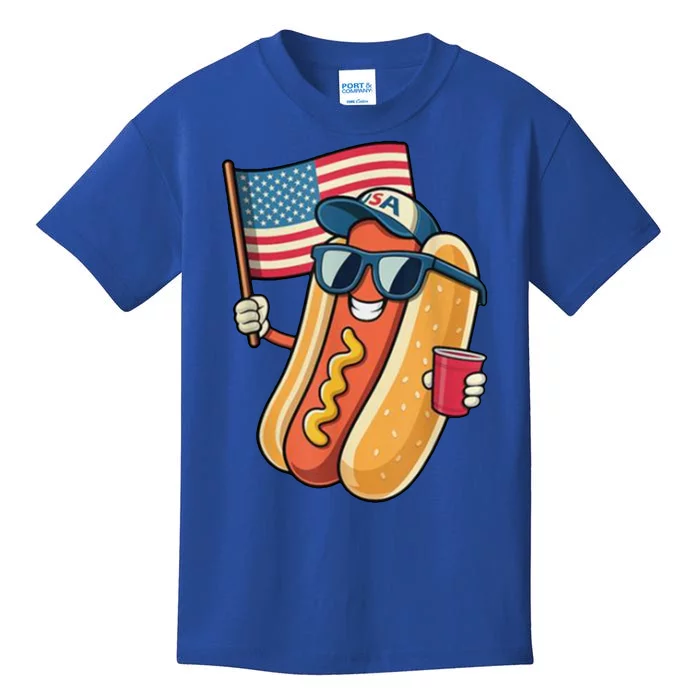 4th Of July Hotdog Funny Patriotic Usa Kids T-Shirt